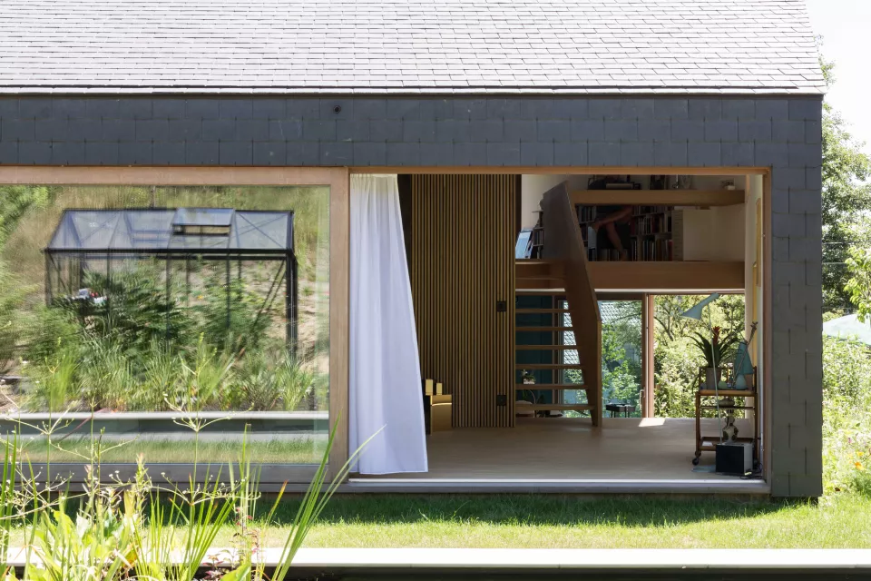 Lrarchitectes habitation maison unifamiliale ardoise compacte architecture contemporaine Brabant wallon Bonlez