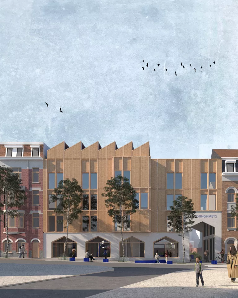 Lrarchitectes Crèche Jacquet Bonhommet maison de quartier parc ossature bois Koekelberg Bruxelles