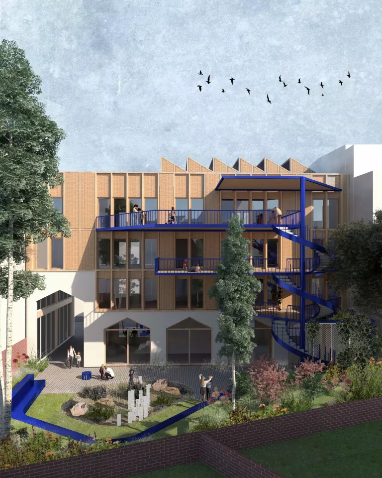 Lrarchitectes Crèche Jacquet Bonhommet maison de quartier parc ossature bois Koekelberg Bruxelles