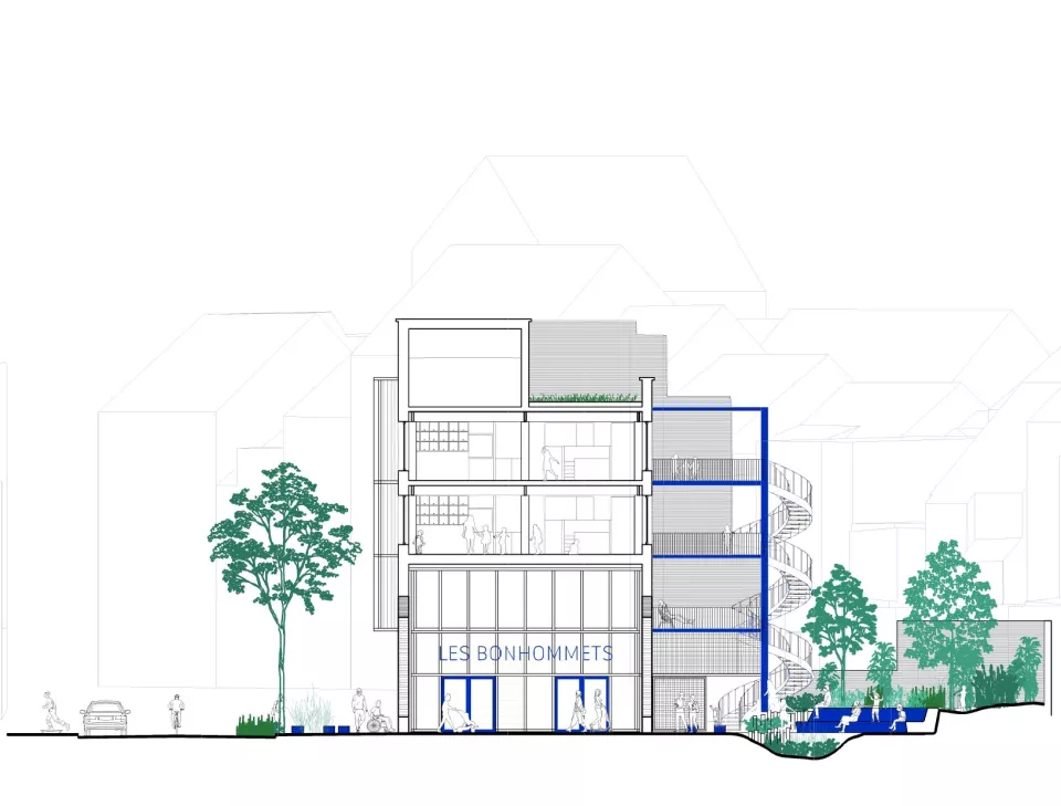 Lrarchitectes Crèche Jacquet Bonhommet maison de quartier parc ossature bois Koekelberg Bruxelles